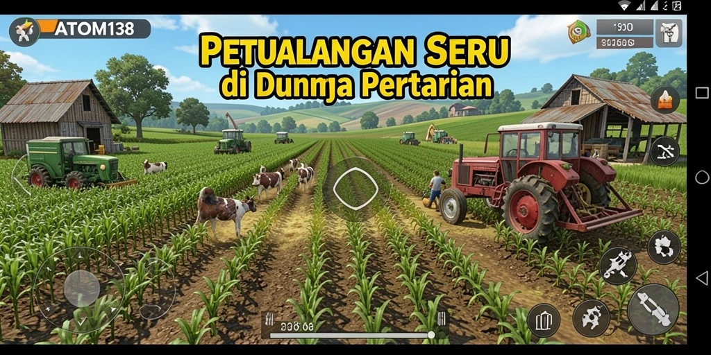 Screenshot gameplay ATOM138 menampilkan aktivitas bertani yang menyenangkan.