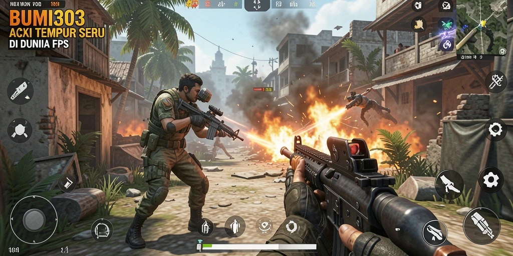 Gameplay seru: aksi tembak-tembakan di arena FPS.