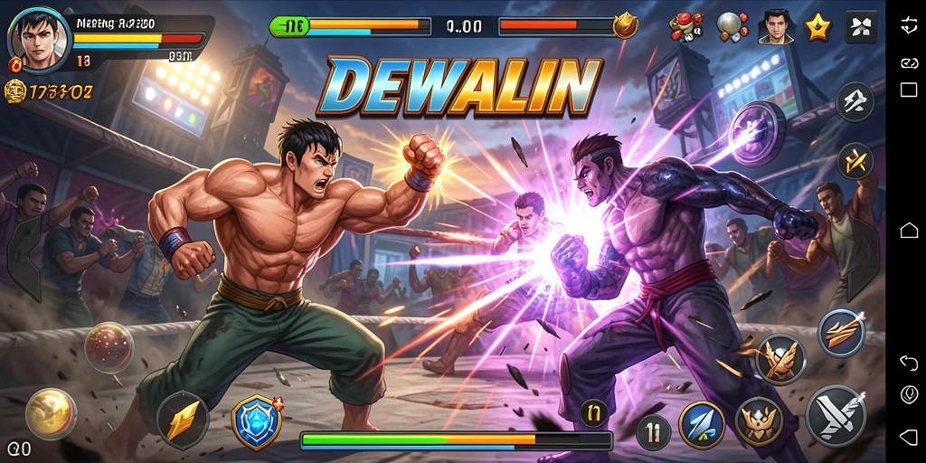 Tampilan seru gameplay DEWALIN dengan pertarungan yang dinamis.