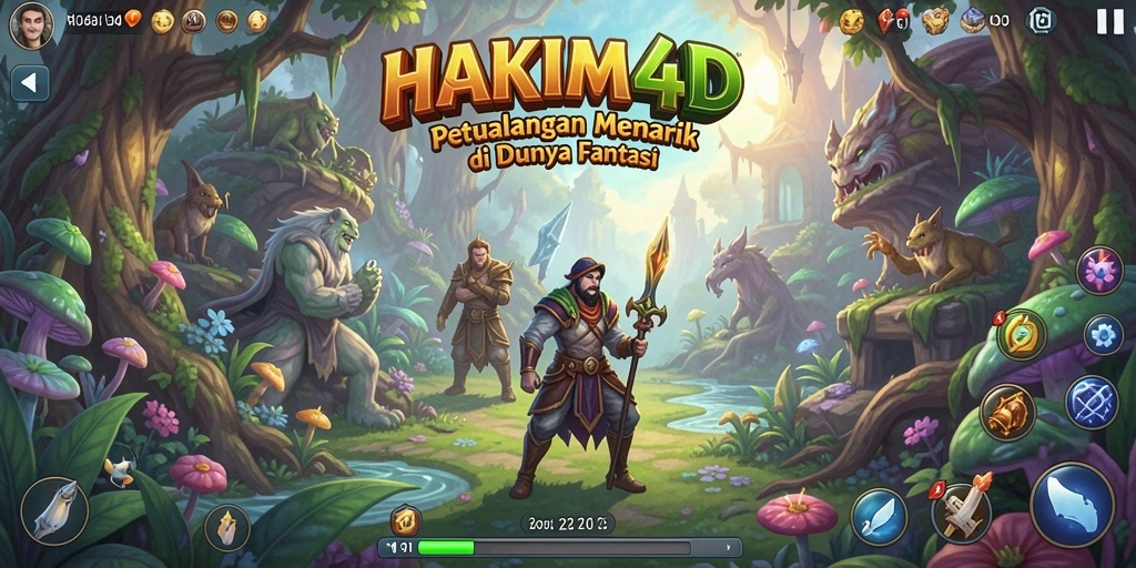 Tampilan gameplay HAKIM4D dengan karakter petualangan yang menakjubkan.
