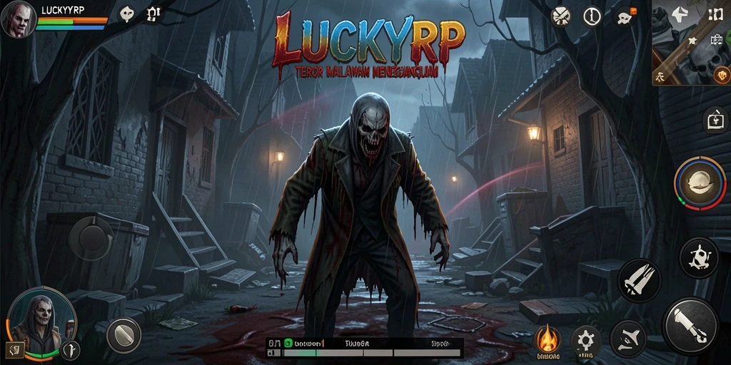 Screenshot gameplay LUCKYRP menunjukkan suasana mencekam dan menakutkan.