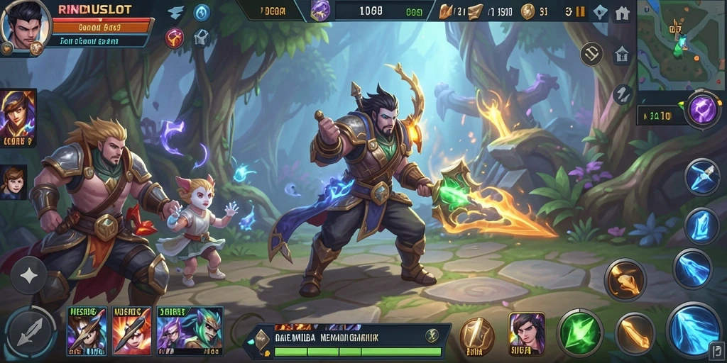 Screenshot gameplay RINDUSLOT menunjukkan aksi seru di arena MOBA.