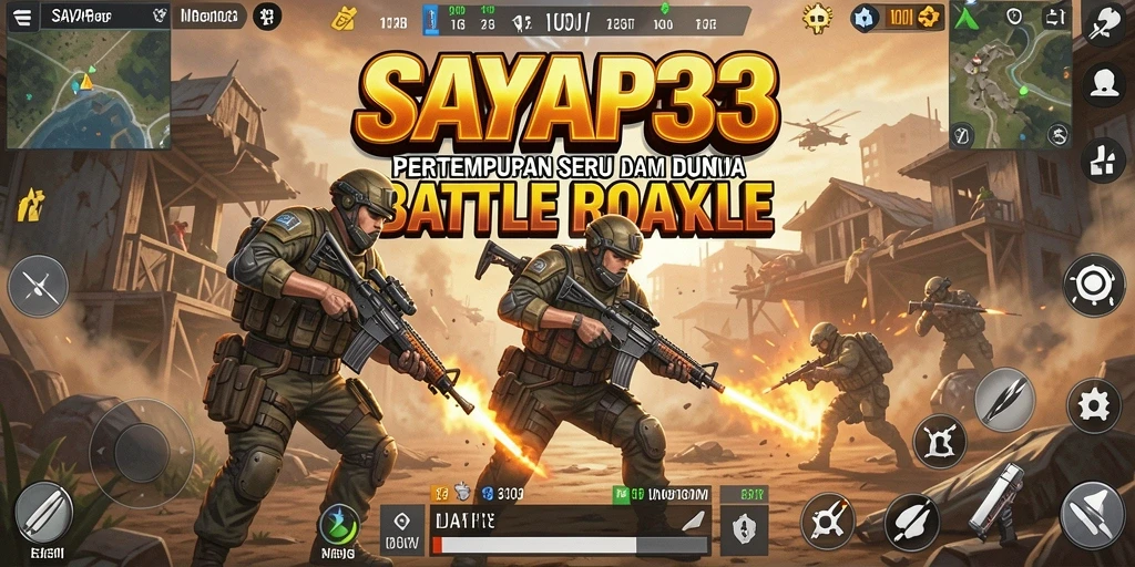 Tampilan gameplay <strong>SAYAP33</strong> saat pertempuran sengit di arena Battle Royale.